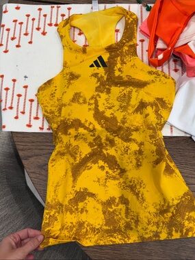 adidas Yellow & Brown Marbled Racerback Tank